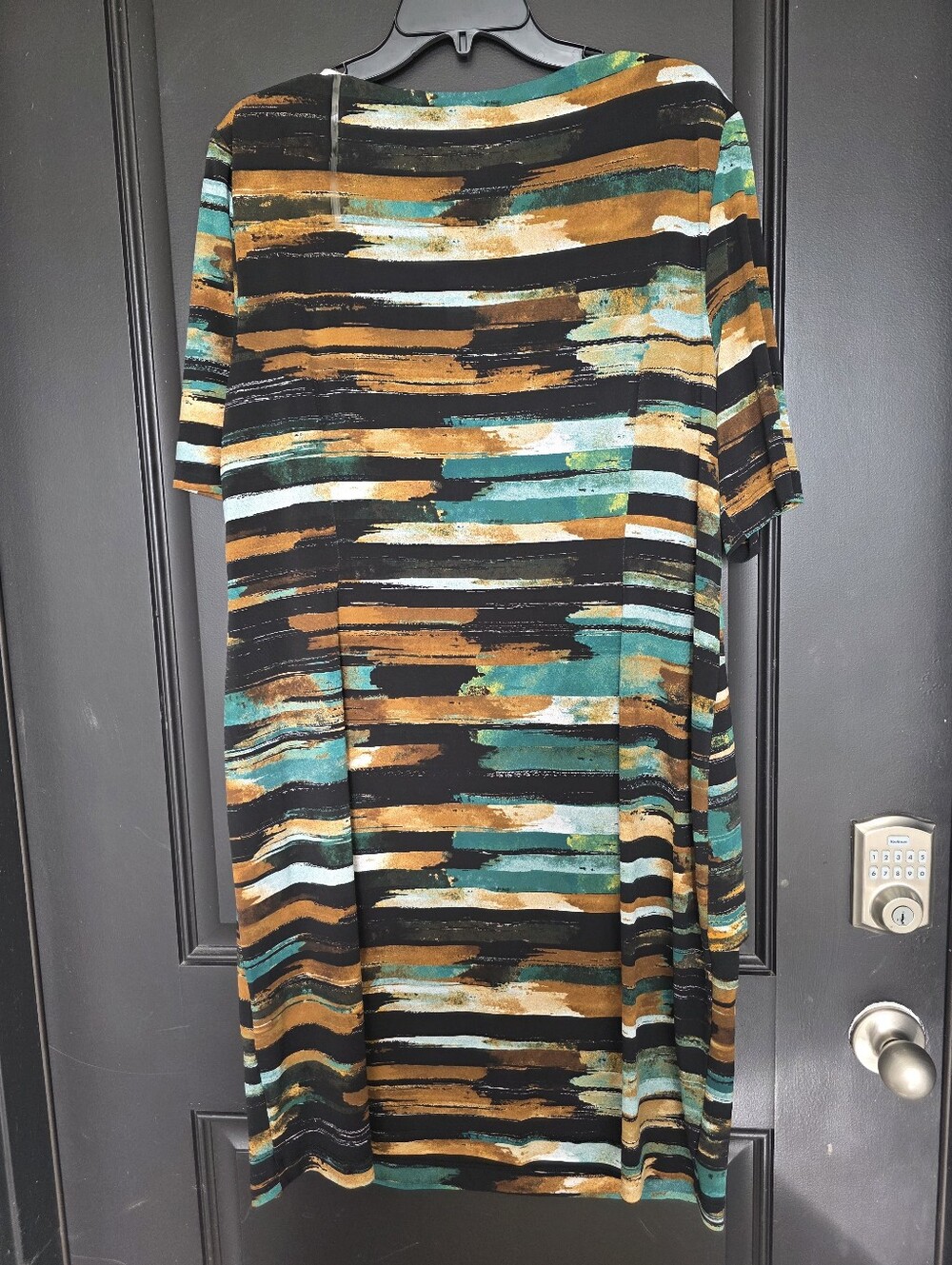 NWT Connected Apparel Plus Size 18W Abstract Sheath Dress Overlay 3/4 Sleeve - Picture 8 of 9